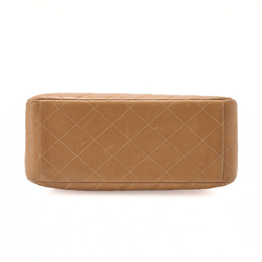 CHANEL One Shoulder Bag Matelasse Turnlock Single Flap Lambskin Beige Gold-Tone Hardware, Pre-Owned