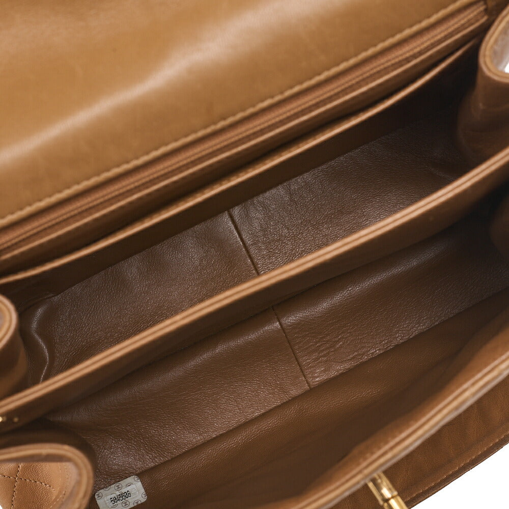 CHANEL One Shoulder Bag Matelasse Turnlock Single Flap Lambskin Beige Gold-Tone Hardware, Pre-Owned