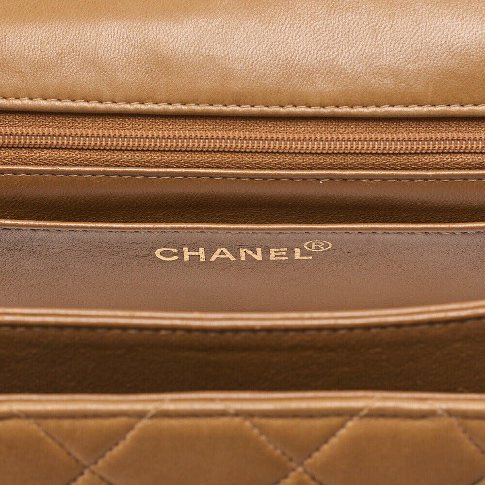 CHANEL One Shoulder Bag Matelasse Turnlock Single Flap Lambskin Beige Gold-Tone Hardware, Pre-Owned