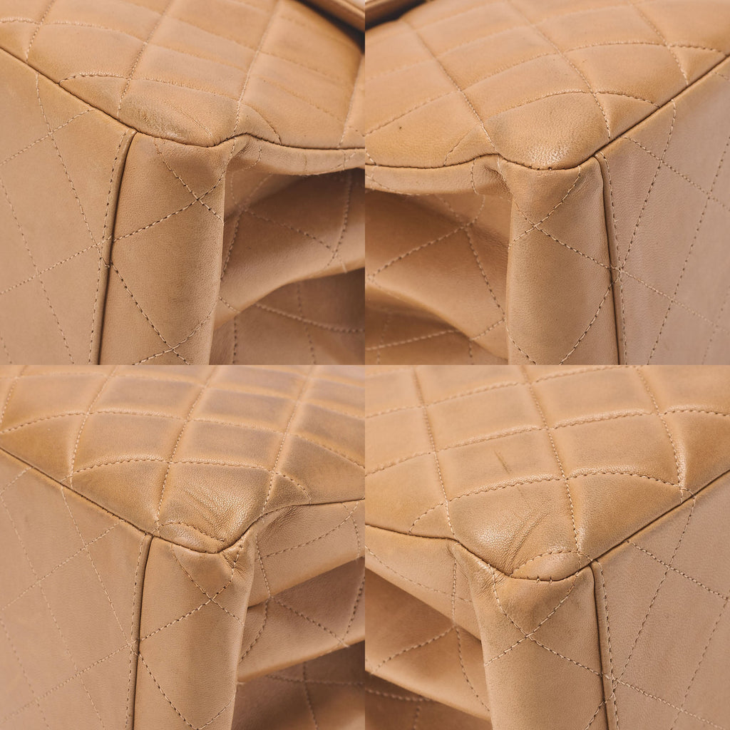 CHANEL One Shoulder Bag Matelasse Turnlock Single Flap Lambskin Beige Gold-Tone Hardware, Pre-Owned