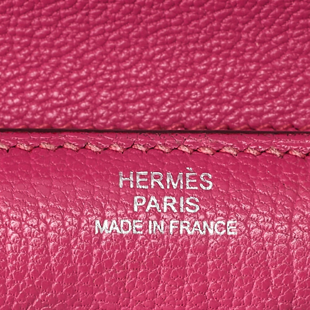 HERMES Kelly Wallet 3-Fold Long Wallet Chevre Rose Pink Silver-Tone Hardware, Pre-Owned