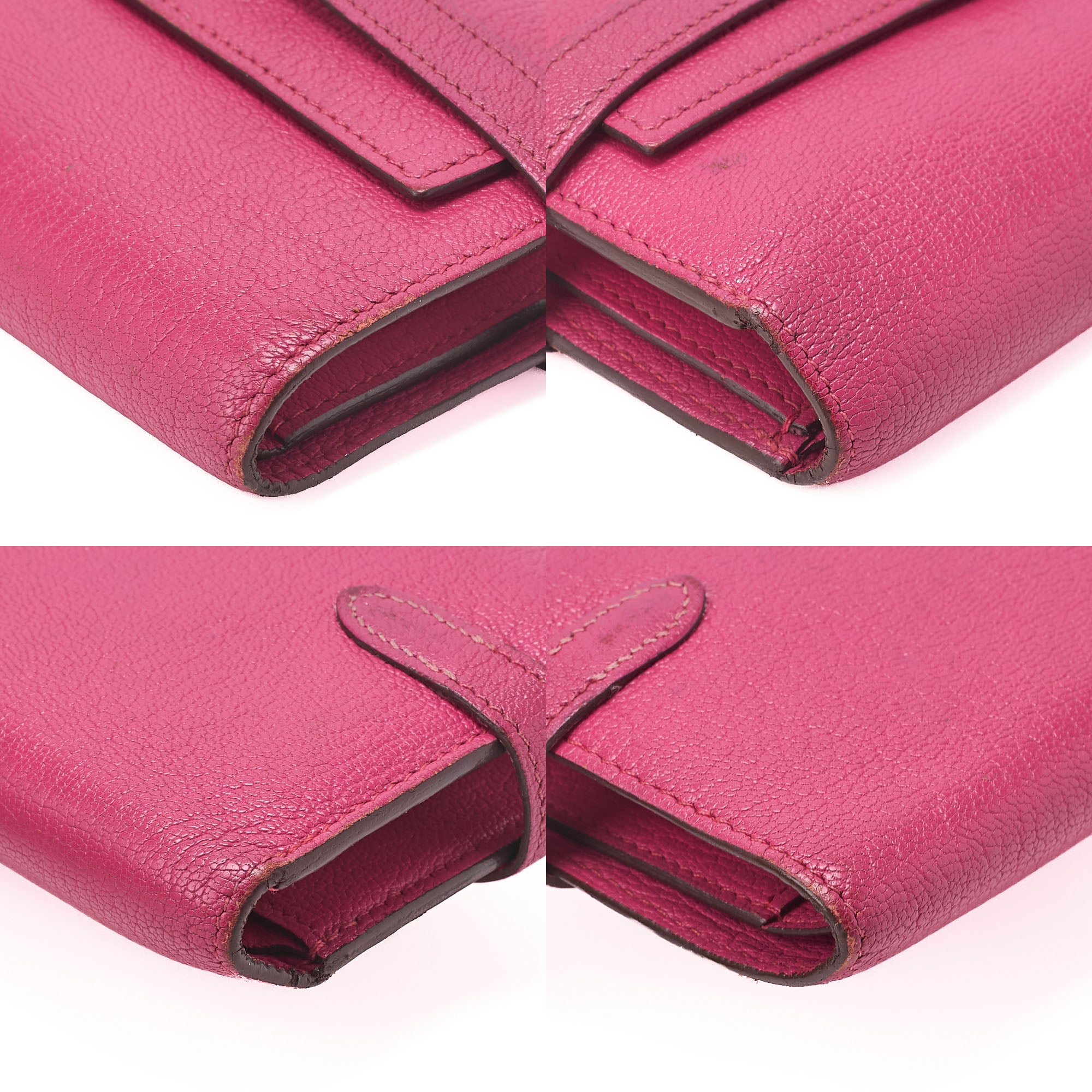 HERMES Kelly Wallet 3-Fold Long Wallet Chevre Rose Pink Silver-Tone Hardware, Pre-Owned