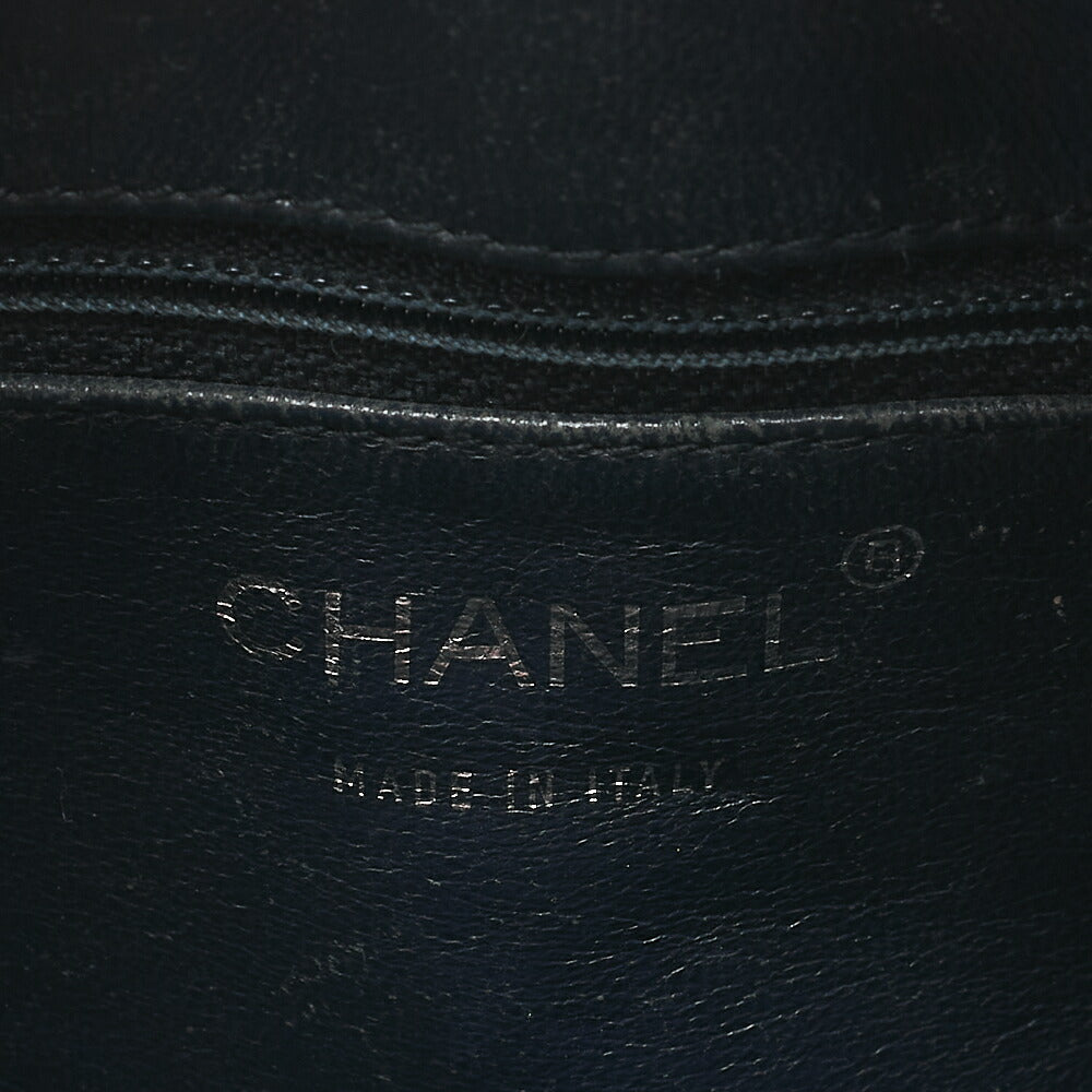 CHANEL Shoulder Bag Calfskin Chocolate Bar Coco Mark Black Silver-Tone Hardware, Pre-Owned