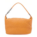 BOTTEGA VENETA Intrecciato Lambskin One Shoulder Bag Orange Black-Tone Hardware, Pre-Owned
