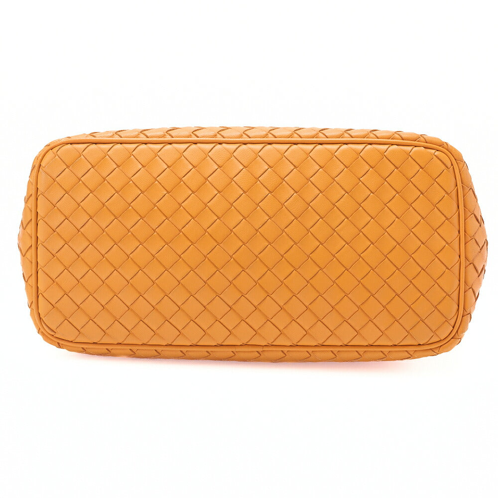 BOTTEGA VENETA Intrecciato Lambskin One Shoulder Bag Orange Black-Tone Hardware, Pre-Owned