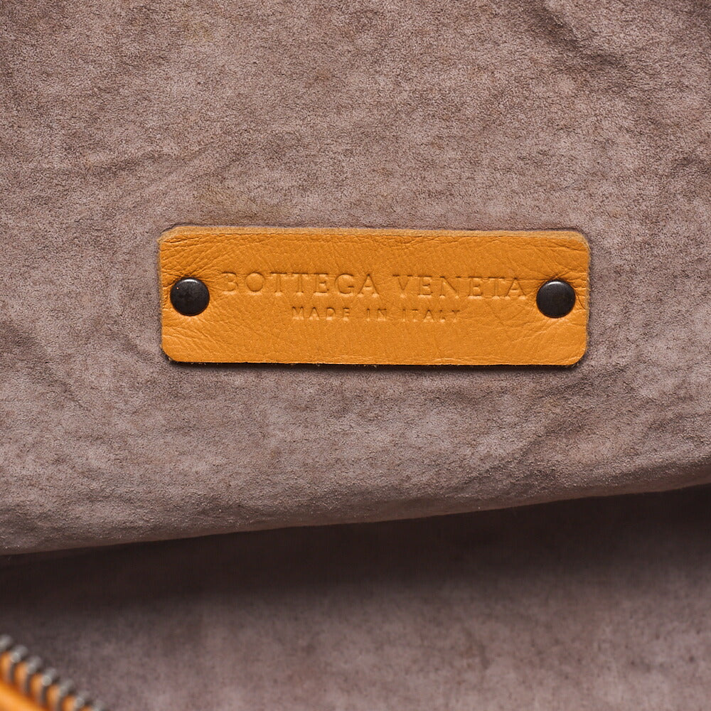 BOTTEGA VENETA Intrecciato Lambskin One Shoulder Bag Orange Black-Tone Hardware, Pre-Owned