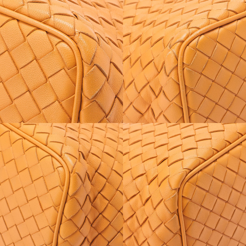 BOTTEGA VENETA Intrecciato Lambskin One Shoulder Bag Orange Black-Tone Hardware, Pre-Owned