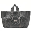 CHANEL Lambskin Matelasse 2.55 Lock Handbag Black Silver -Tone Hardware, Pre-Owned