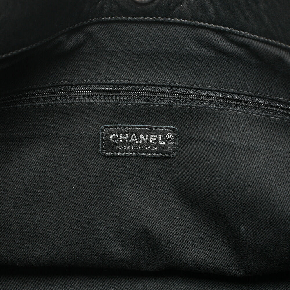 CHANEL Lambskin Matelasse 2.55 Lock Handbag Black Silver -Tone Hardware, Pre-Owned