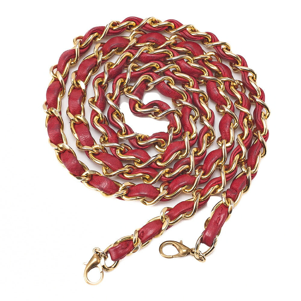 CHANEL Matelasse  Chain Shoulder Bag Tote 2way Lambskin Red Gold-Tone Hardware, Pre-Owned
