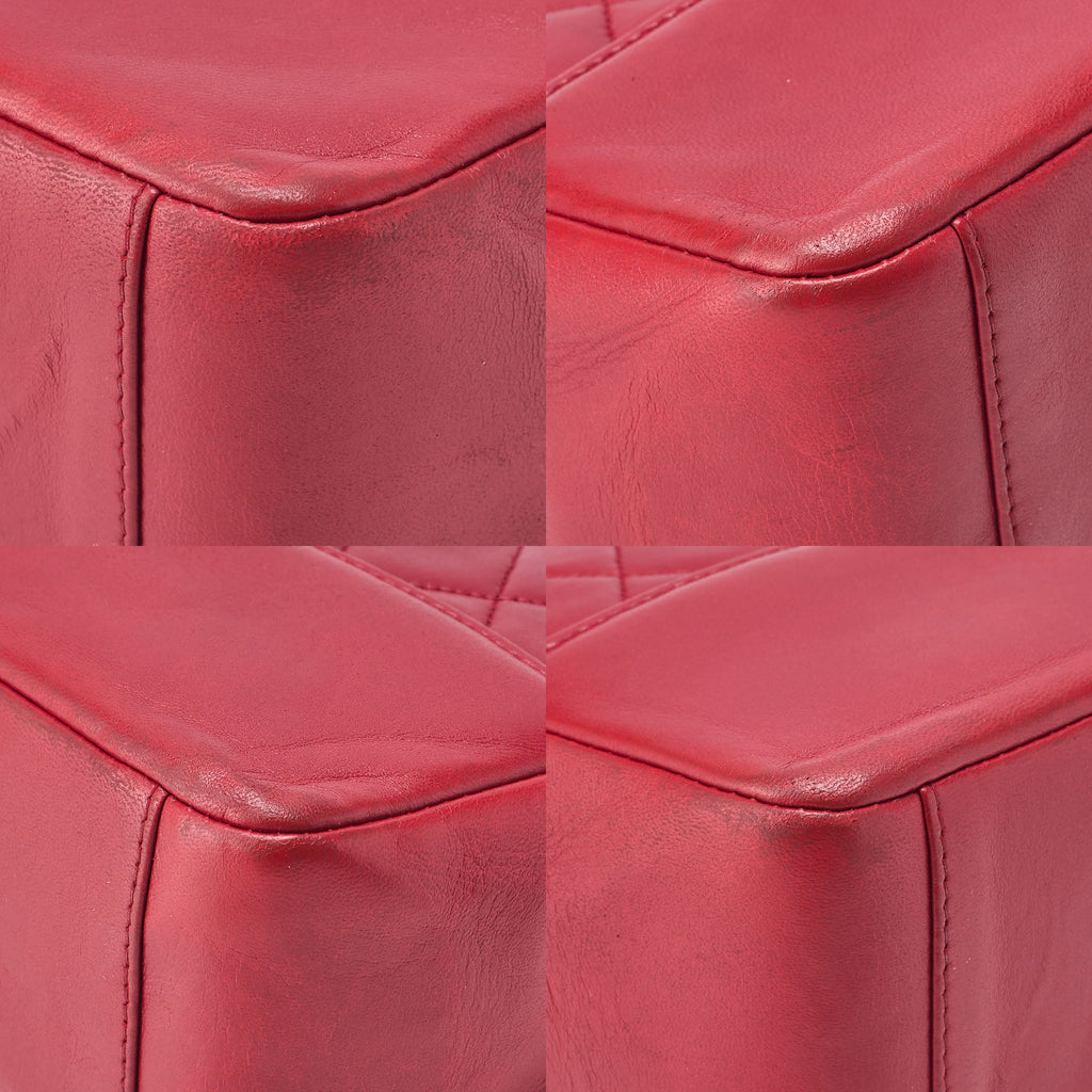 CHANEL Matelasse  Chain Shoulder Bag Tote 2way Lambskin Red Gold-Tone Hardware, Pre-Owned