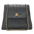 CHANEL Lambskin Matelasse Trapezoidal Single Chain Shoulder Bag Black Gold-Tone Hardware, Pre-Owned