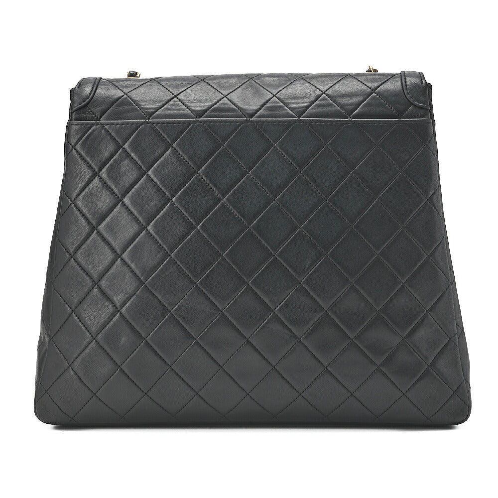 CHANEL Lambskin Matelasse Trapezoidal Single Chain Shoulder Bag Black Gold-Tone Hardware, Pre-Owned