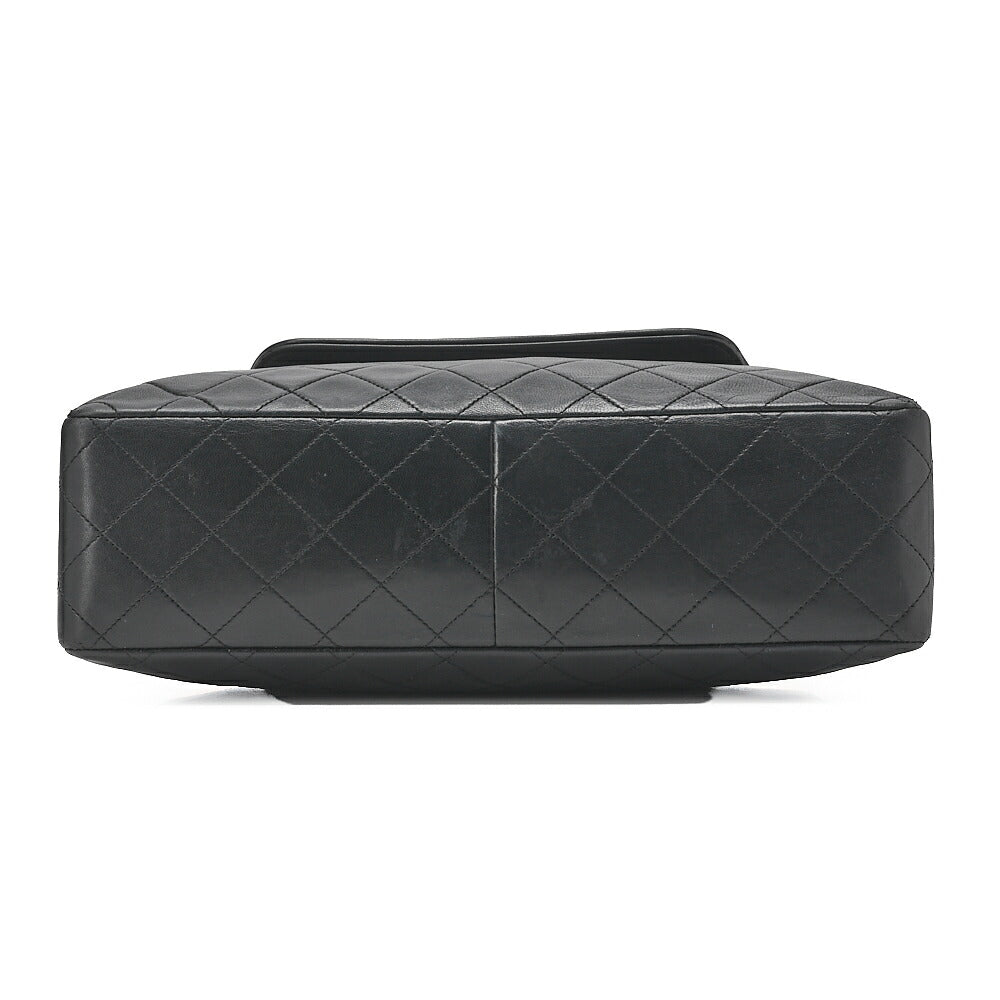 CHANEL Lambskin Matelasse Trapezoidal Single Chain Shoulder Bag Black Gold-Tone Hardware, Pre-Owned