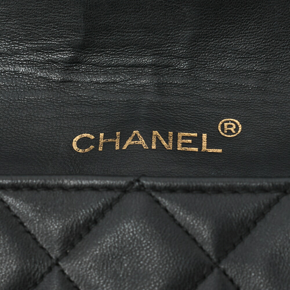 CHANEL Lambskin Matelasse Trapezoidal Single Chain Shoulder Bag Black Gold-Tone Hardware, Pre-Owned
