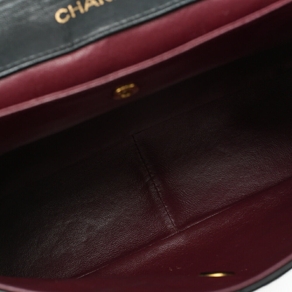 CHANEL Lambskin Matelasse Trapezoidal Single Chain Shoulder Bag Black Gold-Tone Hardware, Pre-Owned