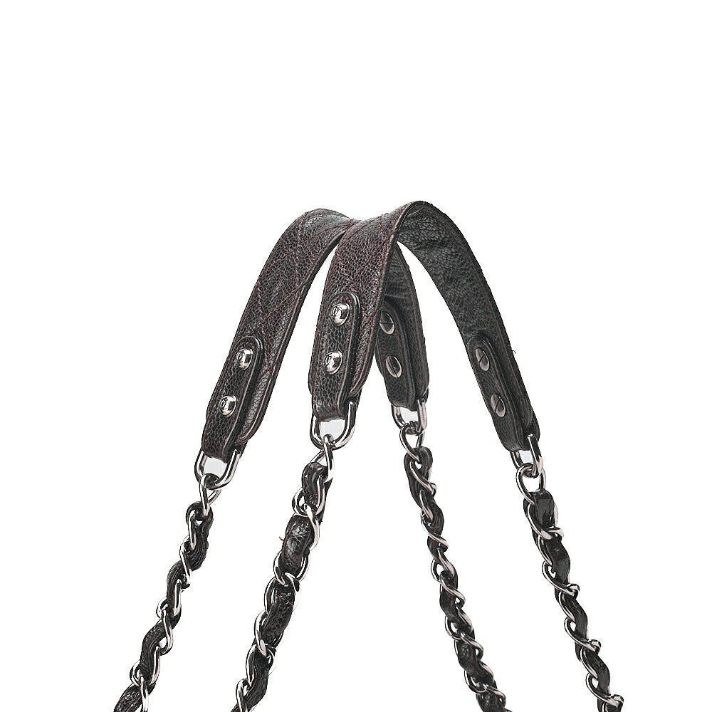 CHANEL Matelasse Outside Pocket Chain Shoulder Caviar Skin Dark Brown Silver-Tone Hardware, Pre-Owned