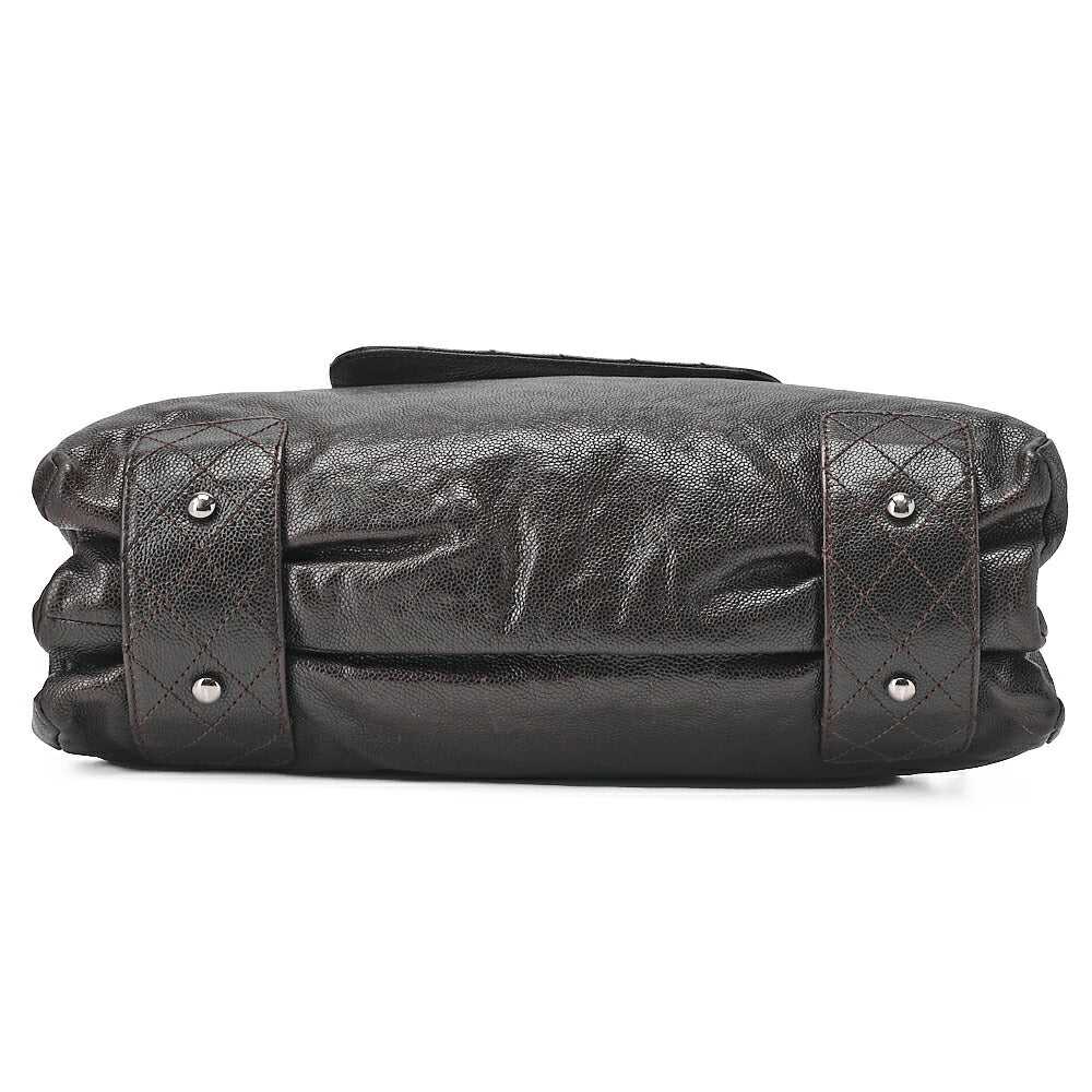 CHANEL Matelasse Outside Pocket Chain Shoulder Caviar Skin Dark Brown Silver-Tone Hardware, Pre-Owned