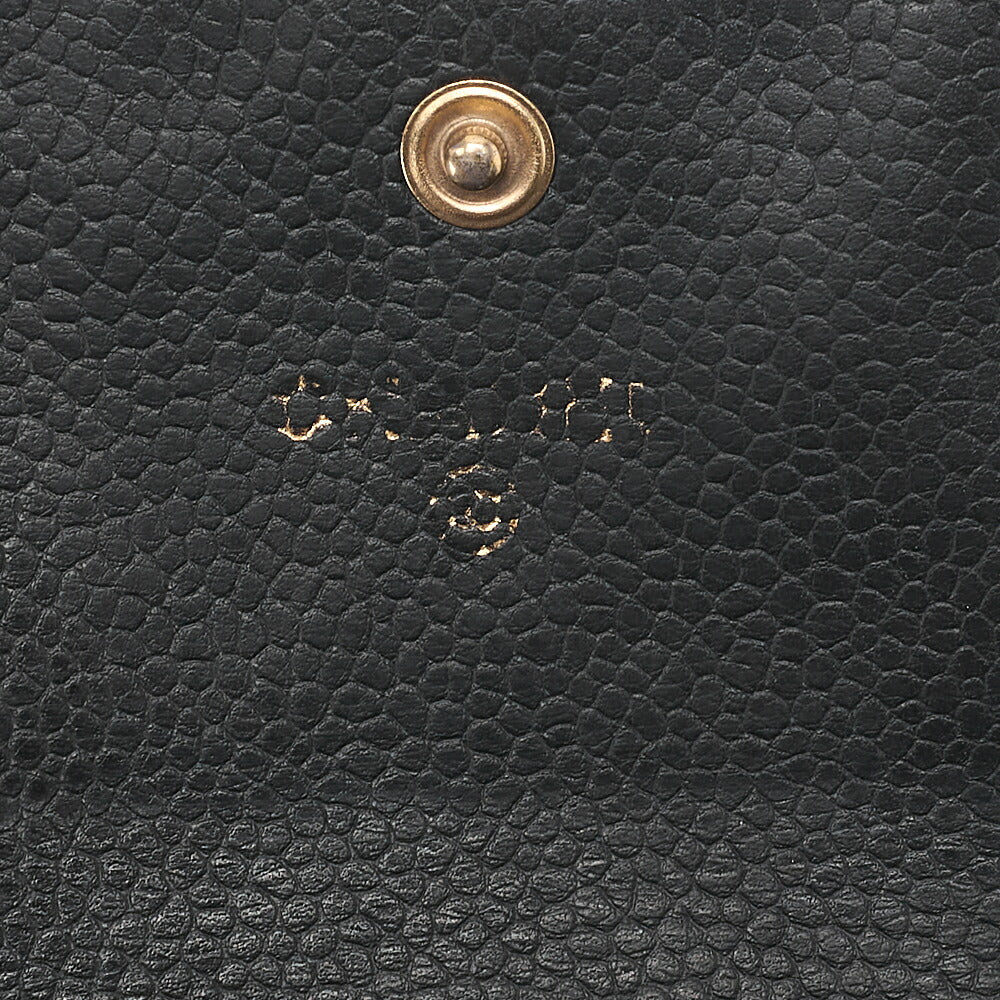 CHANEL Matelasse  Bi-fold Long Wallet Caviar Skin Black Gold-Tone Hardware, Pre-Owned