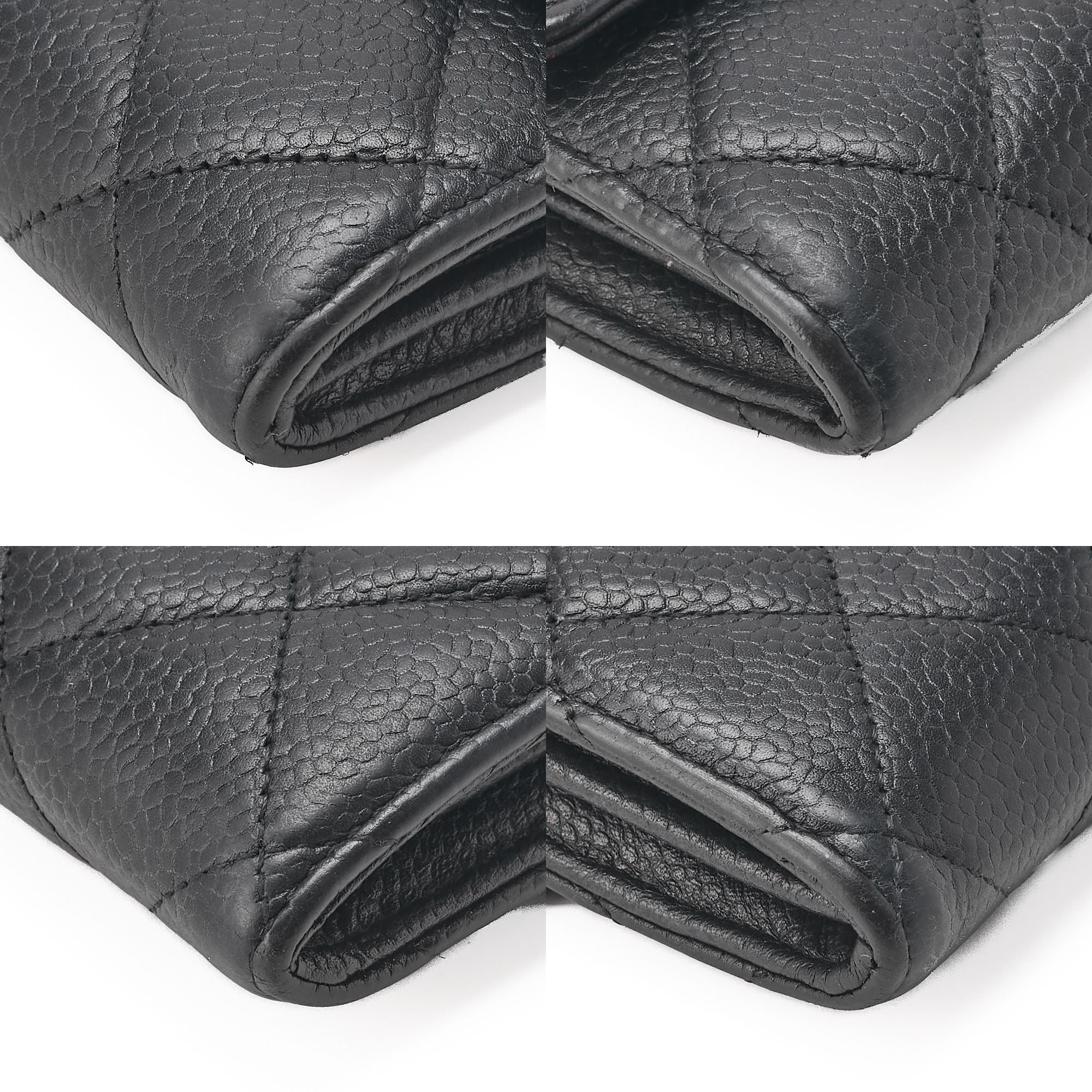 CHANEL Matelasse  Bi-fold Long Wallet Caviar Skin Black Gold-Tone Hardware, Pre-Owned