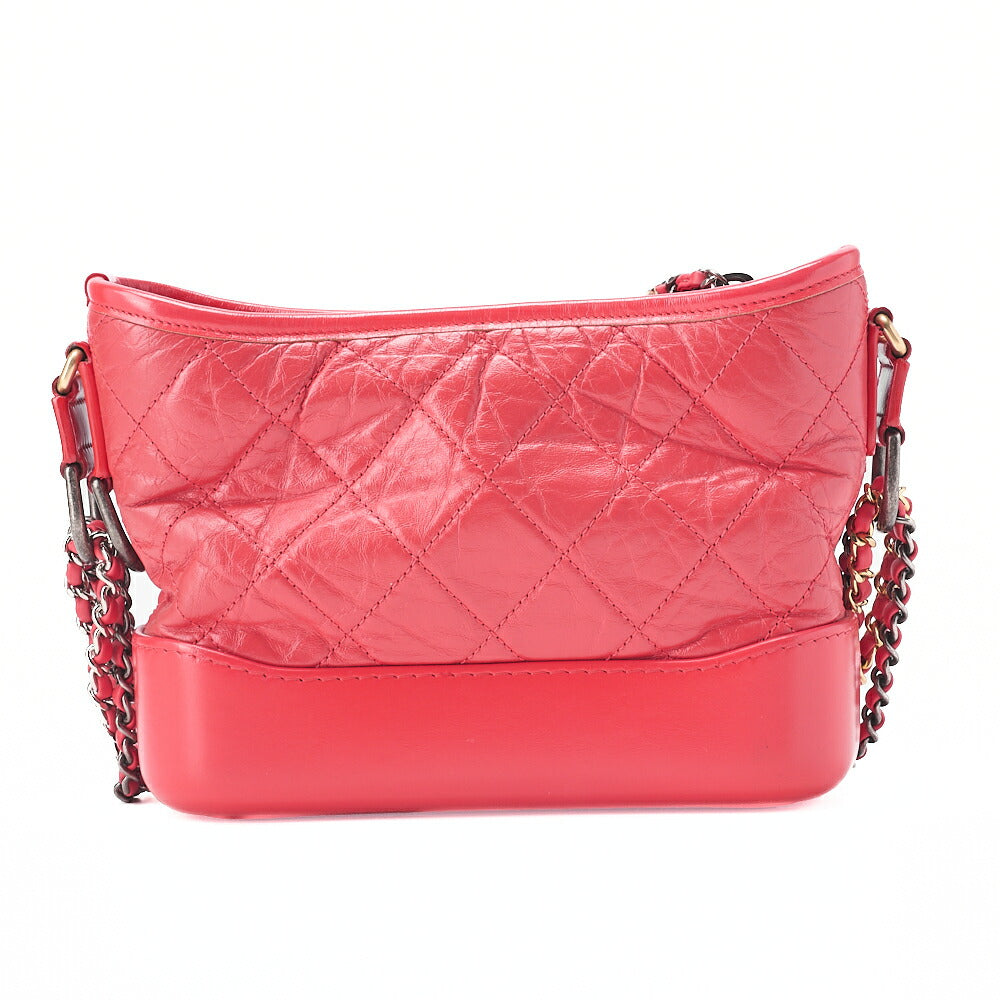 CHANEL Chain Shoulder Bag Matelasse Gabrieldo Vintage Calf Red Silver x Gold -Tone Hardware, Pre-Owned