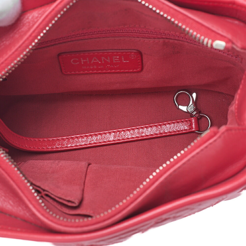 CHANEL Chain Shoulder Bag Matelasse Gabrieldo Vintage Calf Red Silver x Gold -Tone Hardware, Pre-Owned