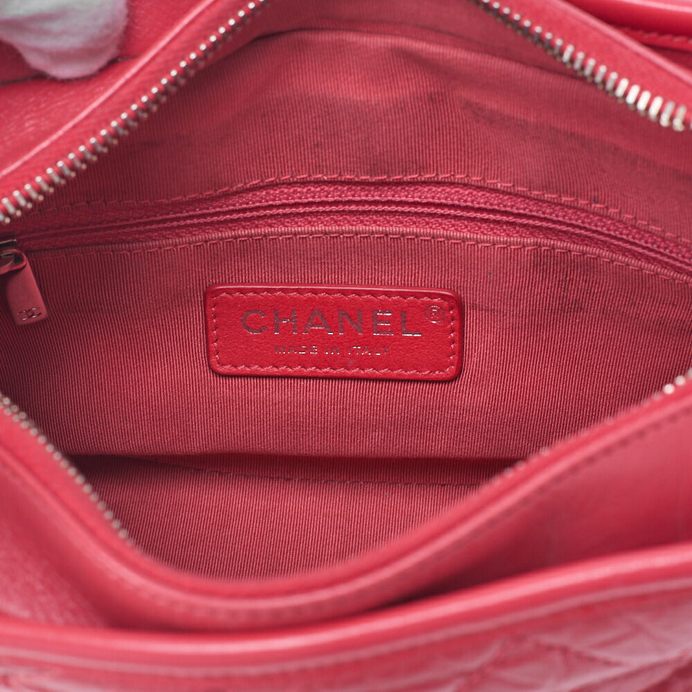 CHANEL Chain Shoulder Bag Matelasse Gabrieldo Vintage Calf Red Silver x Gold -Tone Hardware, Pre-Owned