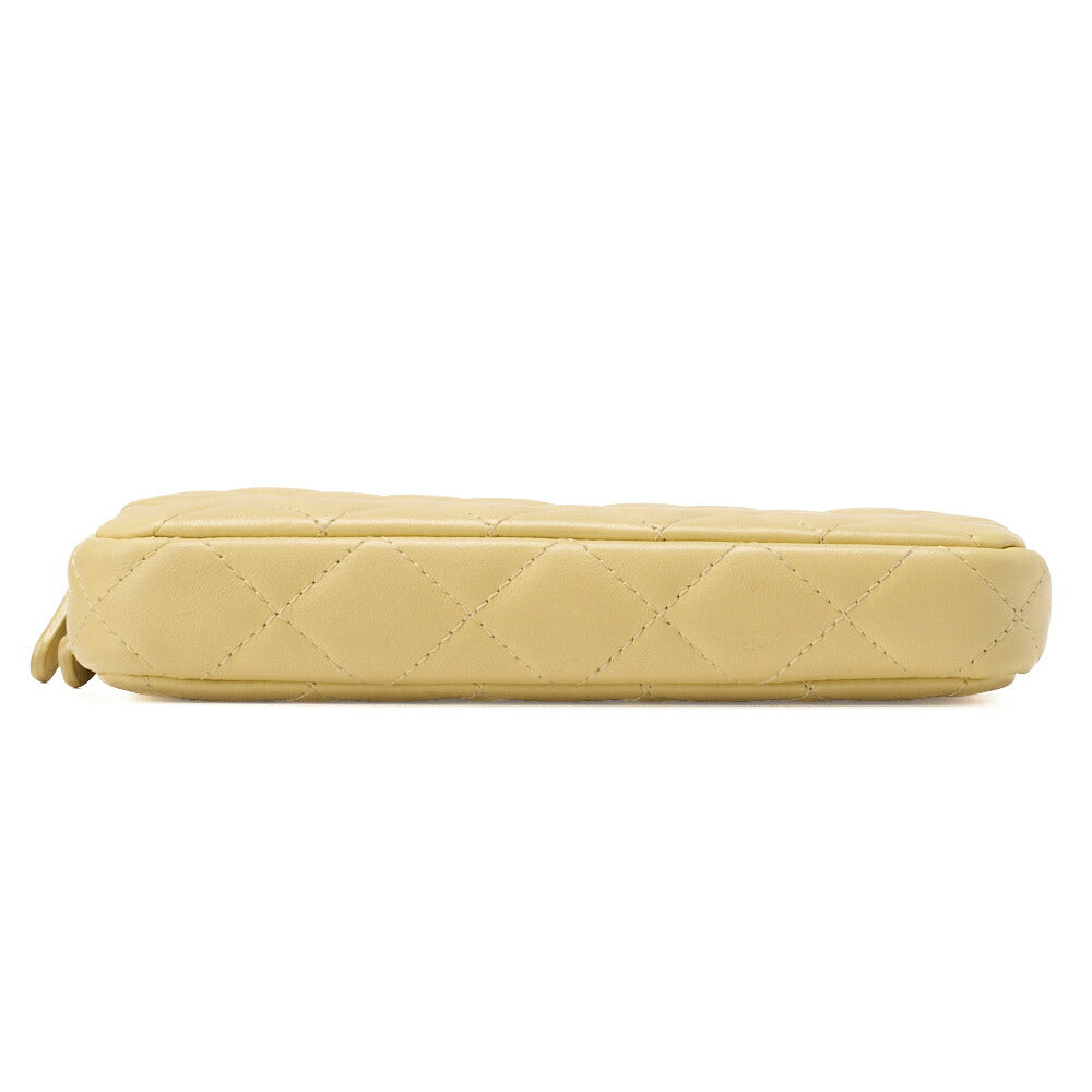 CHANEL Matelasse Chain Wallet Lambskin Yellow Gold-Tone Hardware, Pre-Owned
