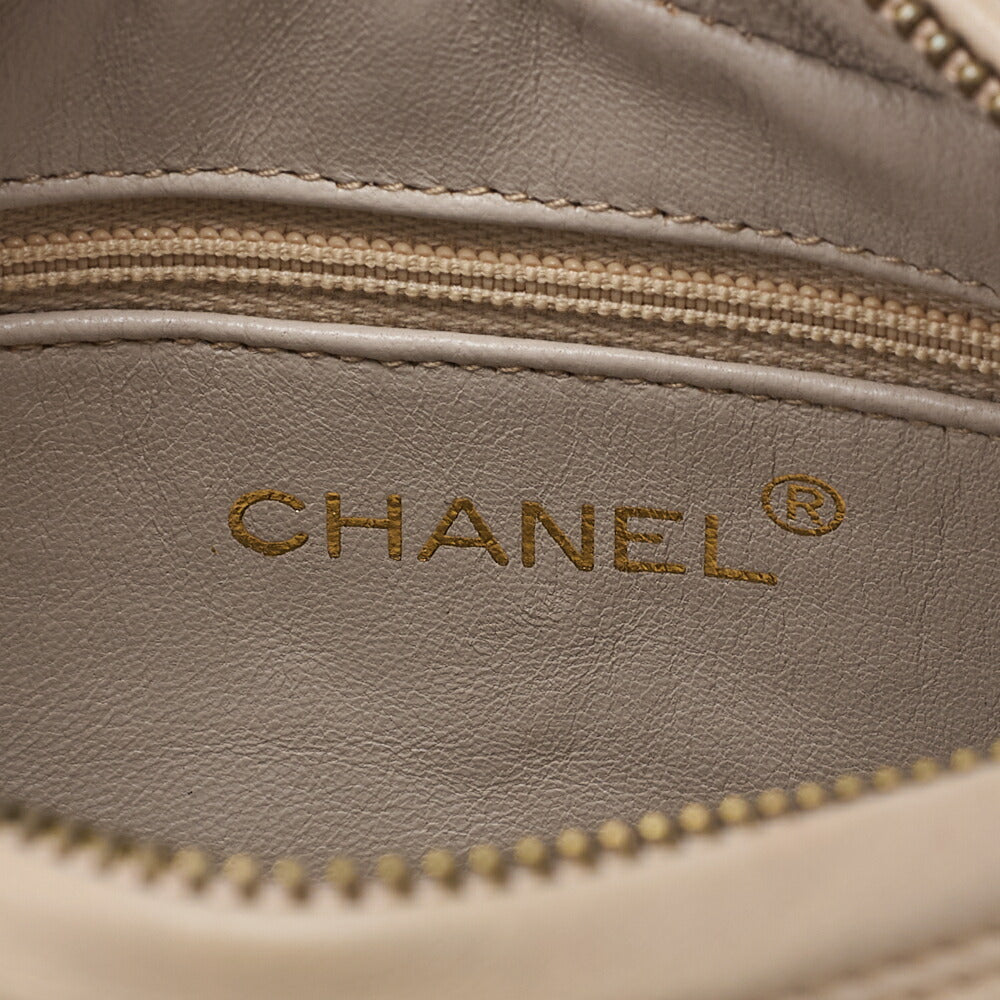 CHANEL Matelasse Coco Mark with Fringe Chain Shoulder Lambskin Ivory Gold-Tone Hardware, Pre-Owned