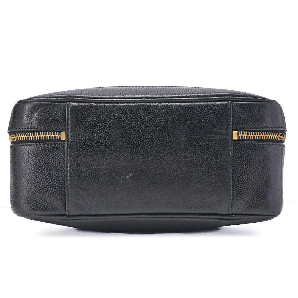 CHANEL Shoulder Bag Cocomark Vanity 2way Caviar Skin Black Gold-Tone Hardware, Pre-Owned