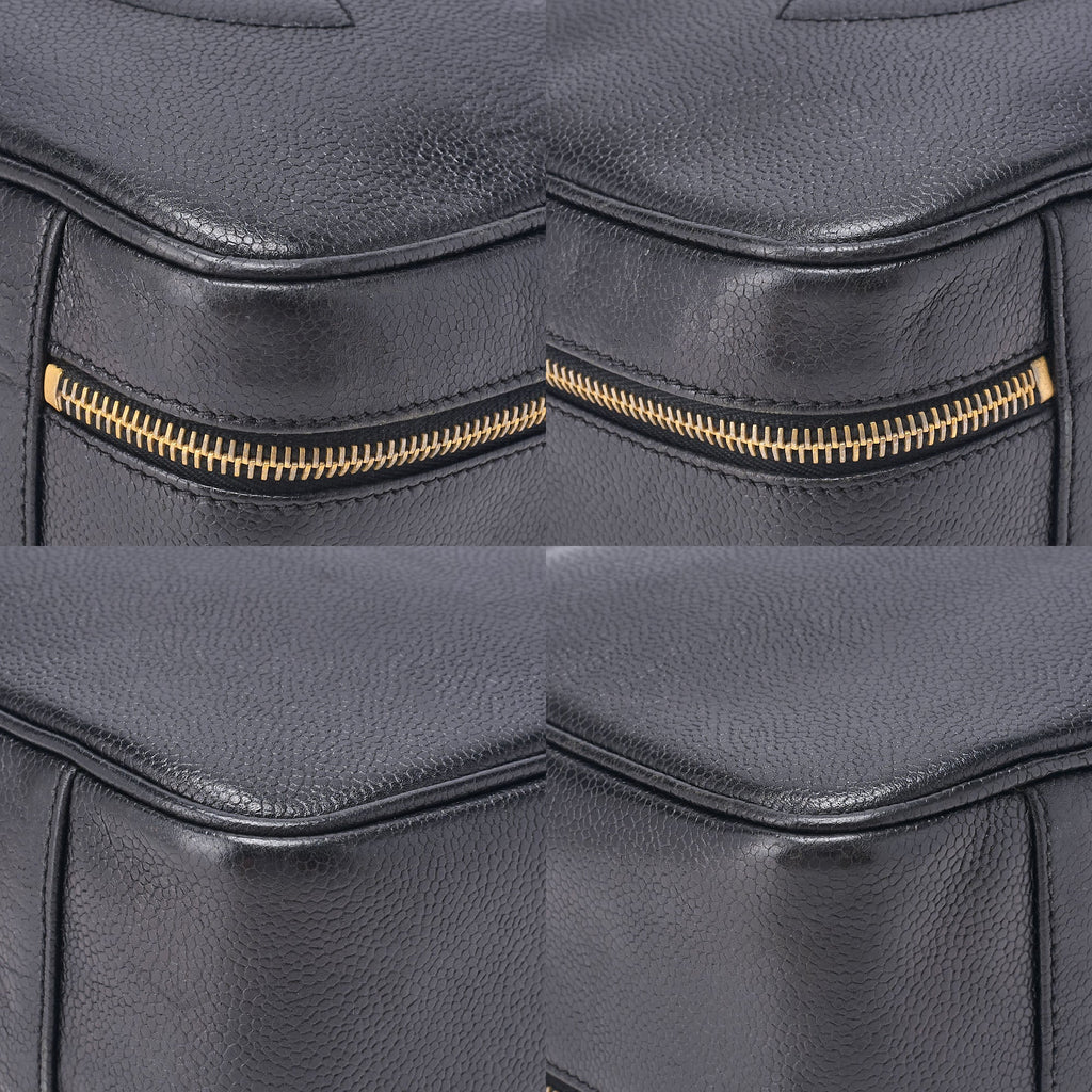 CHANEL Shoulder Bag Cocomark Vanity 2way Caviar Skin Black Gold-Tone Hardware, Pre-Owned