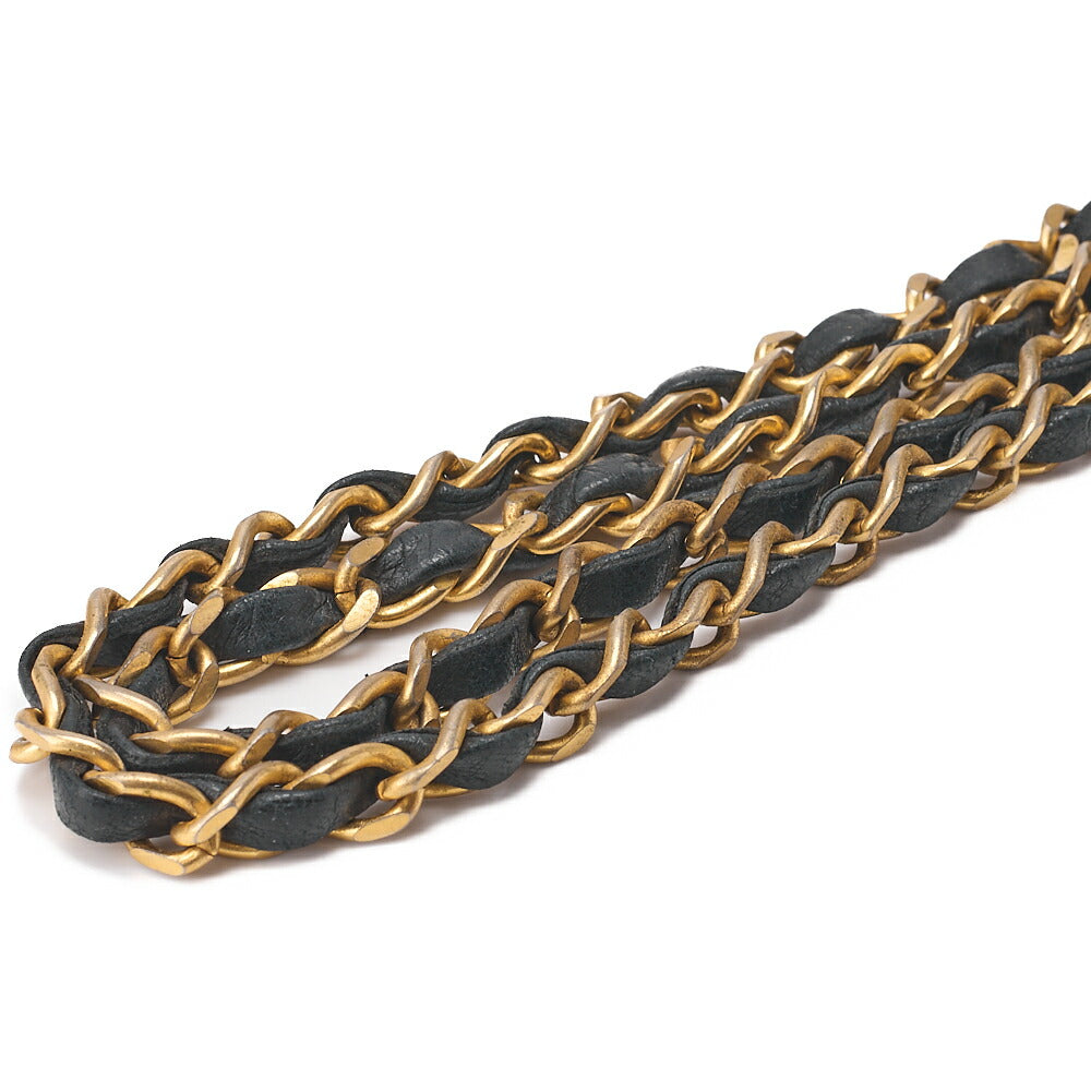 CHANEL Lambskin Matelasse Round Push Lock Chain Shoulder Black Gold-Tone Hardware, Pre-Owned