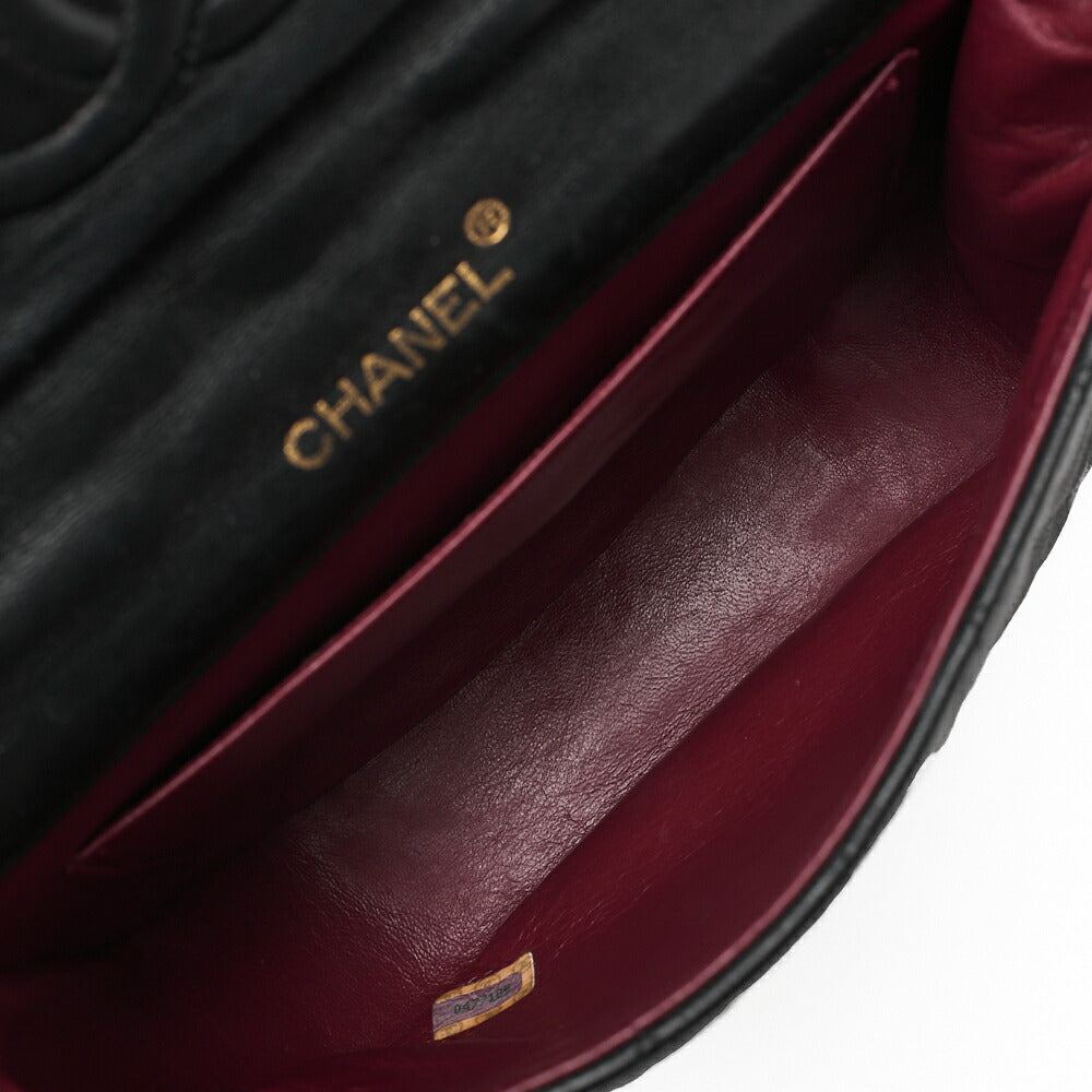 CHANEL Lambskin Matelasse Round Push Lock Chain Shoulder Black Gold-Tone Hardware, Pre-Owned