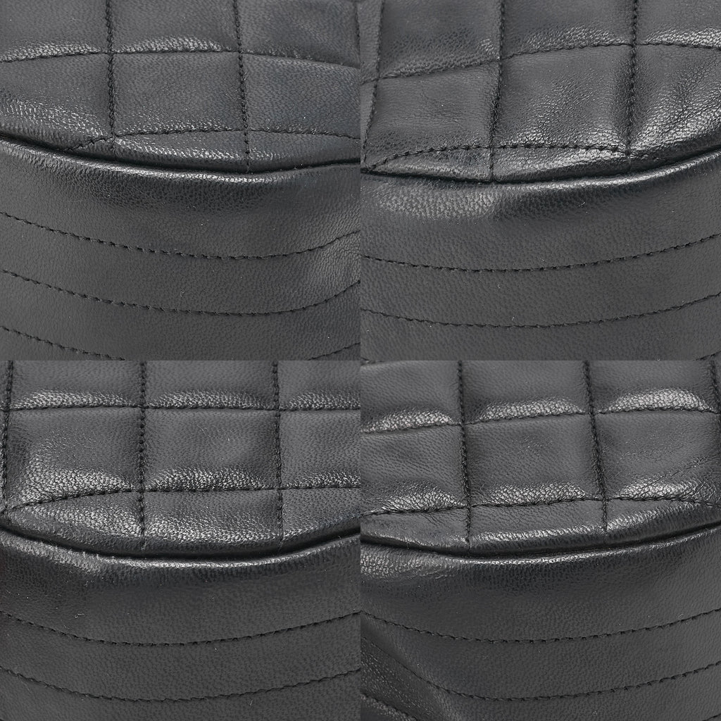 CHANEL Lambskin Matelasse Round Push Lock Chain Shoulder Black Gold-Tone Hardware, Pre-Owned