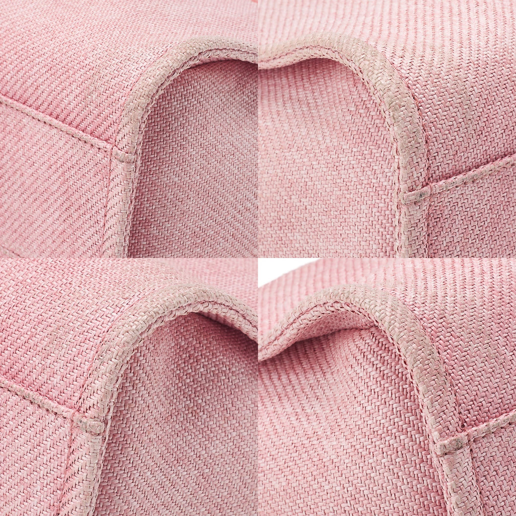 CHANEL Chain Tote Bag Deauville MM Canvas Pink Silver-Tone Hardware, Pre-Owned
