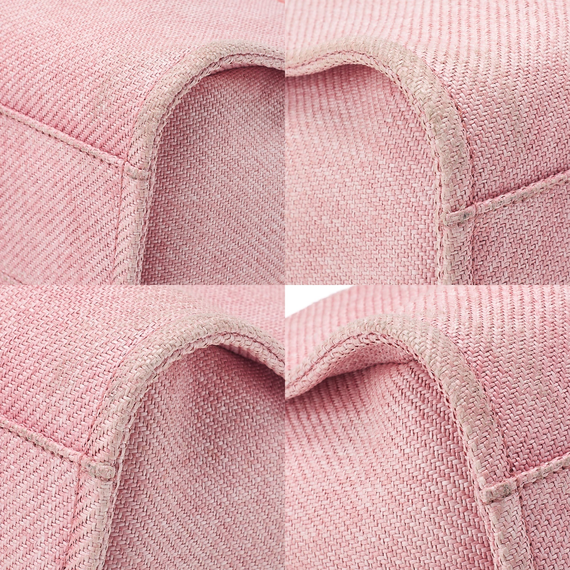CHANEL Chain Tote Bag Deauville MM Canvas Pink Silver-Tone Hardware, Pre-Owned