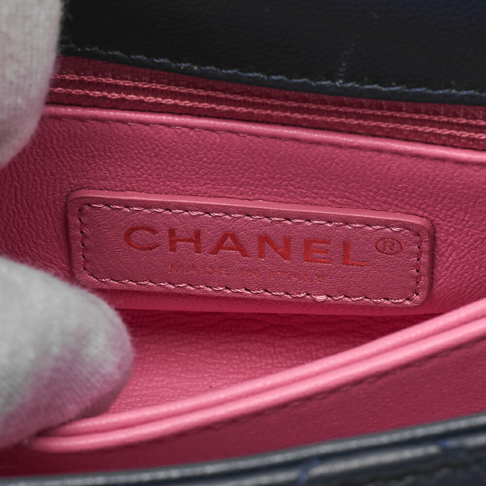 CHANEL Shoulder Bag Matlasse Coco Handle Le XXS Lambskin 2WAY Handbag Navy x Rainbow Color Gold-Tone Hardware, Pre-Owned