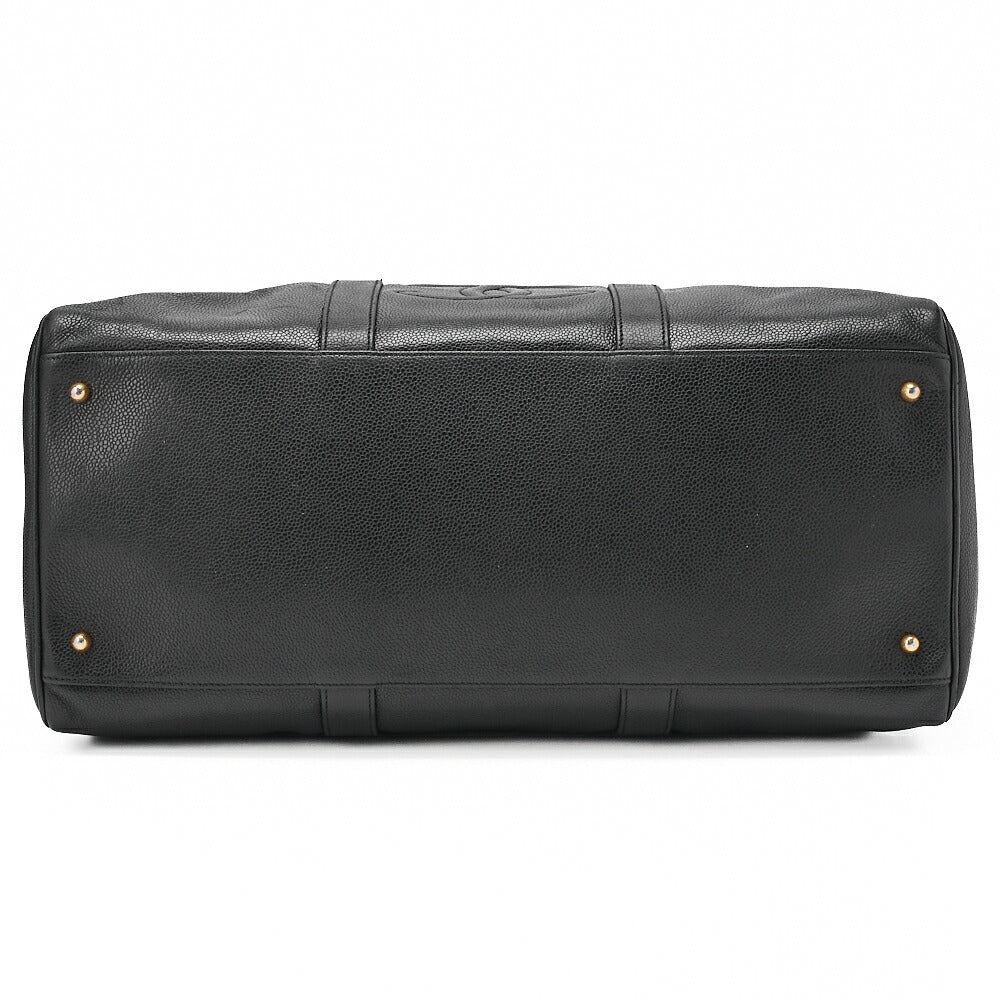 CHANEL Caviar Skin Big Coco Mark 2WAY Shoulder Boston Black Gold -Tone Hardware, Pre-Owned