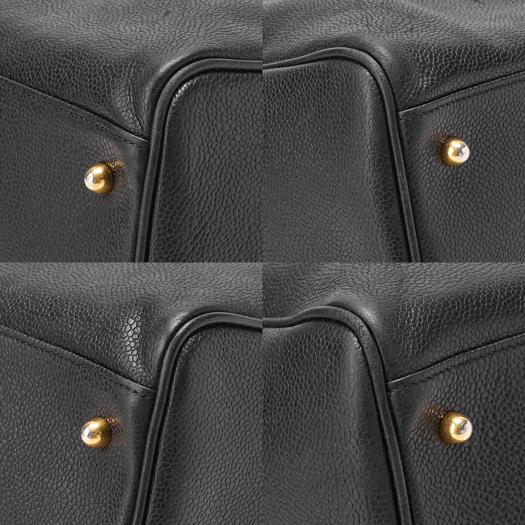 CHANEL Caviar Skin Big Coco Mark 2WAY Shoulder Boston Black Gold -Tone Hardware, Pre-Owned