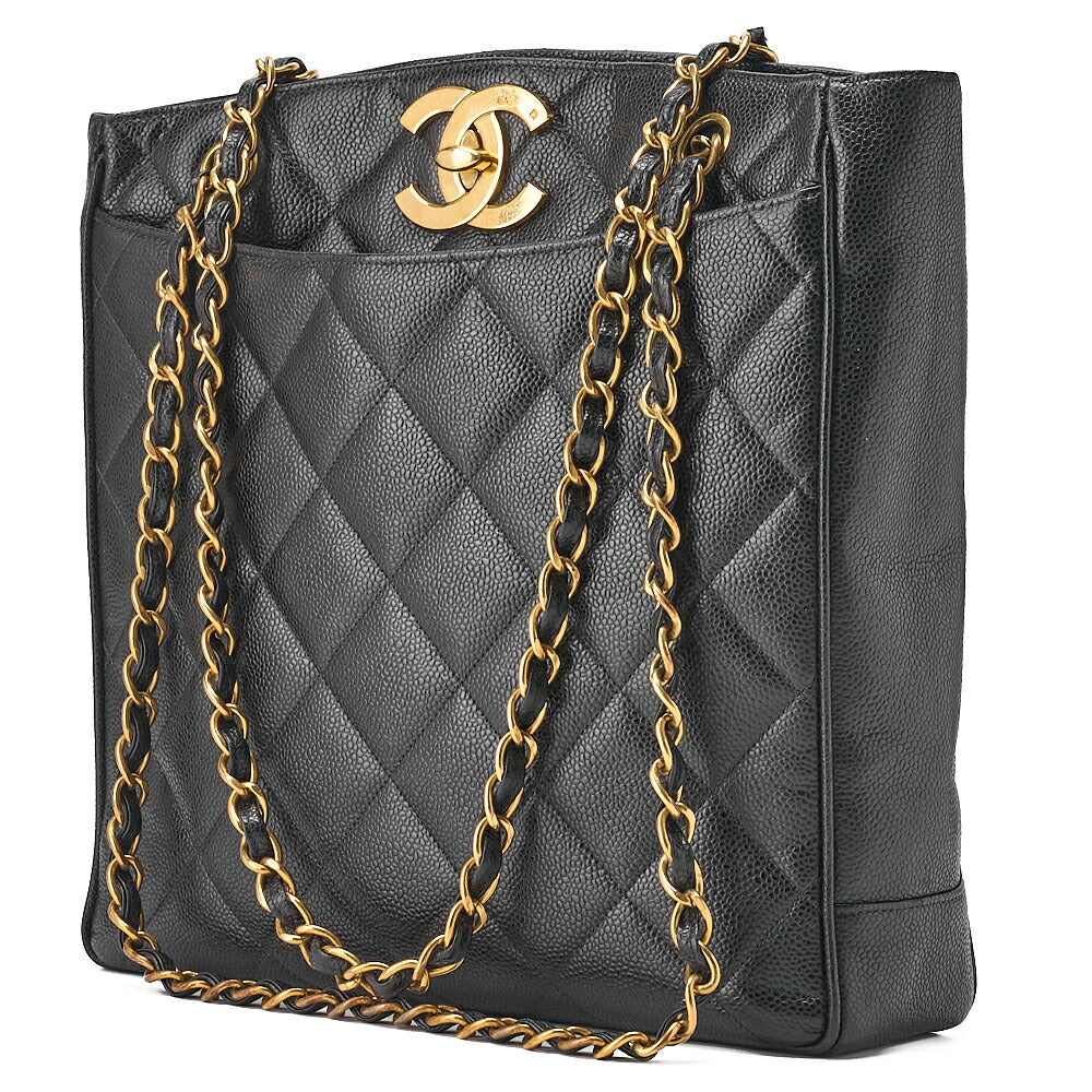 CHANEL Matelasse Turnlock Big Coco W Chain Shoulder Caviar Skin Black Gold-Tone Hardware, Pre-Owned