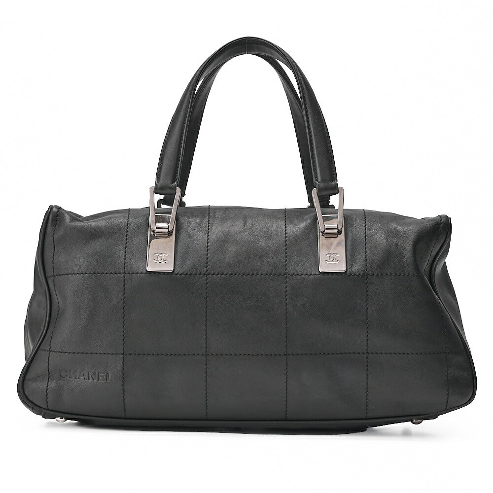 CHANEL Handbag Chocolate Bar Coco Mark Lambskin Black Silver-Tone Hardware, Pre-Owned