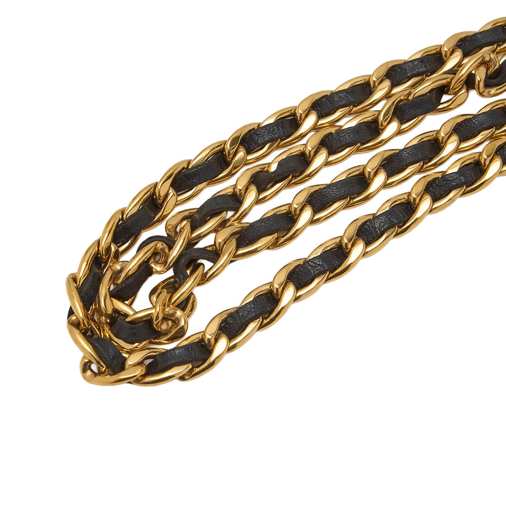 CHANEL Cocomark Chain Belt GP x Leather Black x Gold Gold-Tone Hardware, Pre-Owned