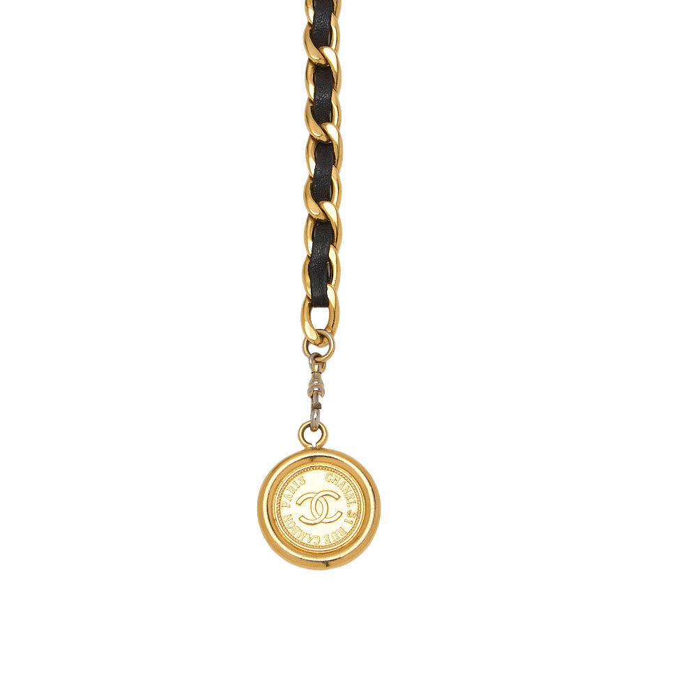 CHANEL Cocomark Chain Belt GP x Leather Black x Gold Gold-Tone Hardware, Pre-Owned
