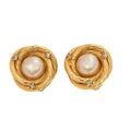 CHANEL Earrings 93A Rheinstone x Faux Pearl Gold Gold-Tone Hardware, Pre-Owned