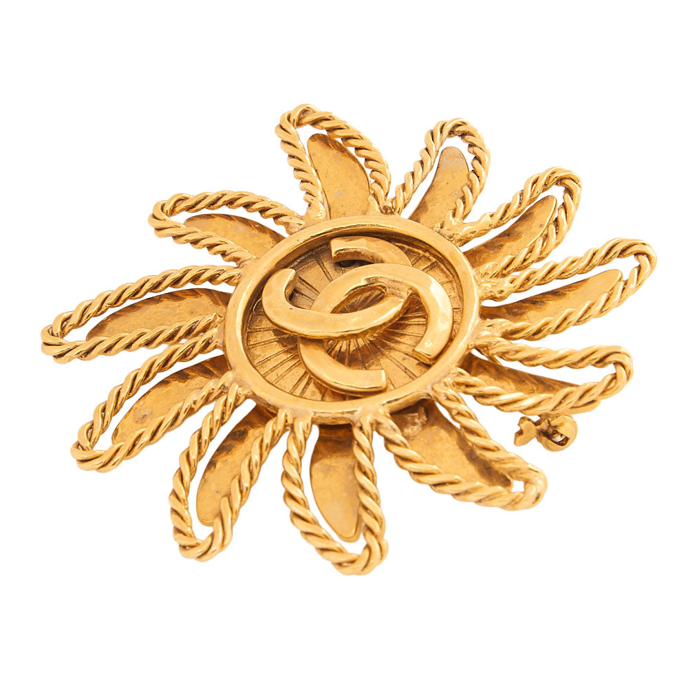 CHANEL Coco Mark Sun Motif Brooch 94A GP Gold (Gold Plated) Gold-Tone Hardware, Pre-Owned