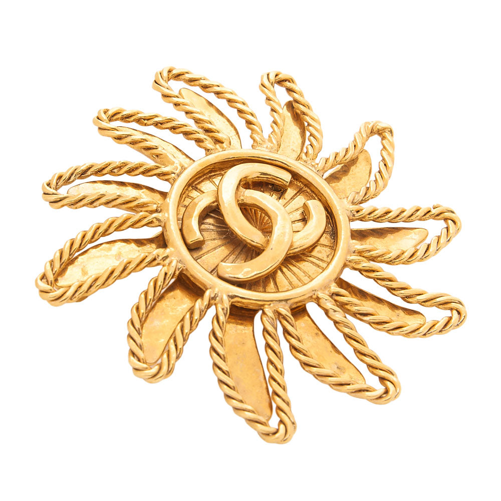 CHANEL Coco Mark Sun Motif Brooch 94A GP Gold (Gold Plated) Gold-Tone Hardware, Pre-Owned