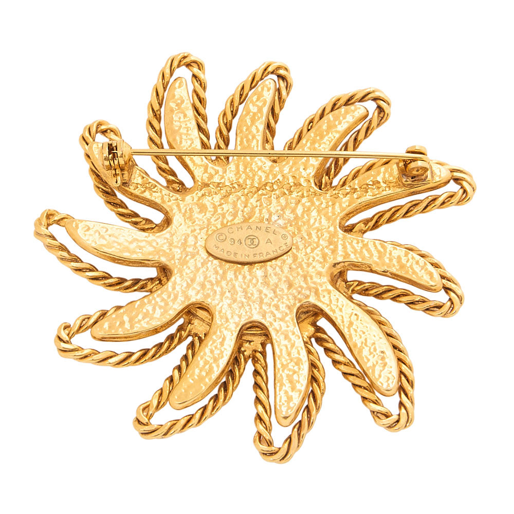 CHANEL Coco Mark Sun Motif Brooch 94A GP Gold (Gold Plated) Gold-Tone Hardware, Pre-Owned