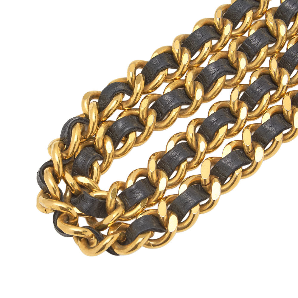 CHANEL 31RUE CAMBON Cocomark Chain Belt GP x Leather Black x Gold Gold-Tone Hardware, Pre-Owned