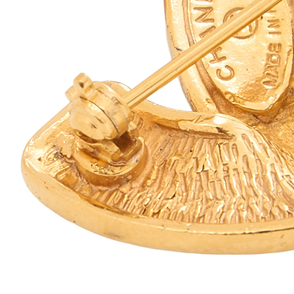 CHANEL Cocomark Matlasse Brooch GP (Gold Plated) Gold-Tone Hardware, Pre-Owned