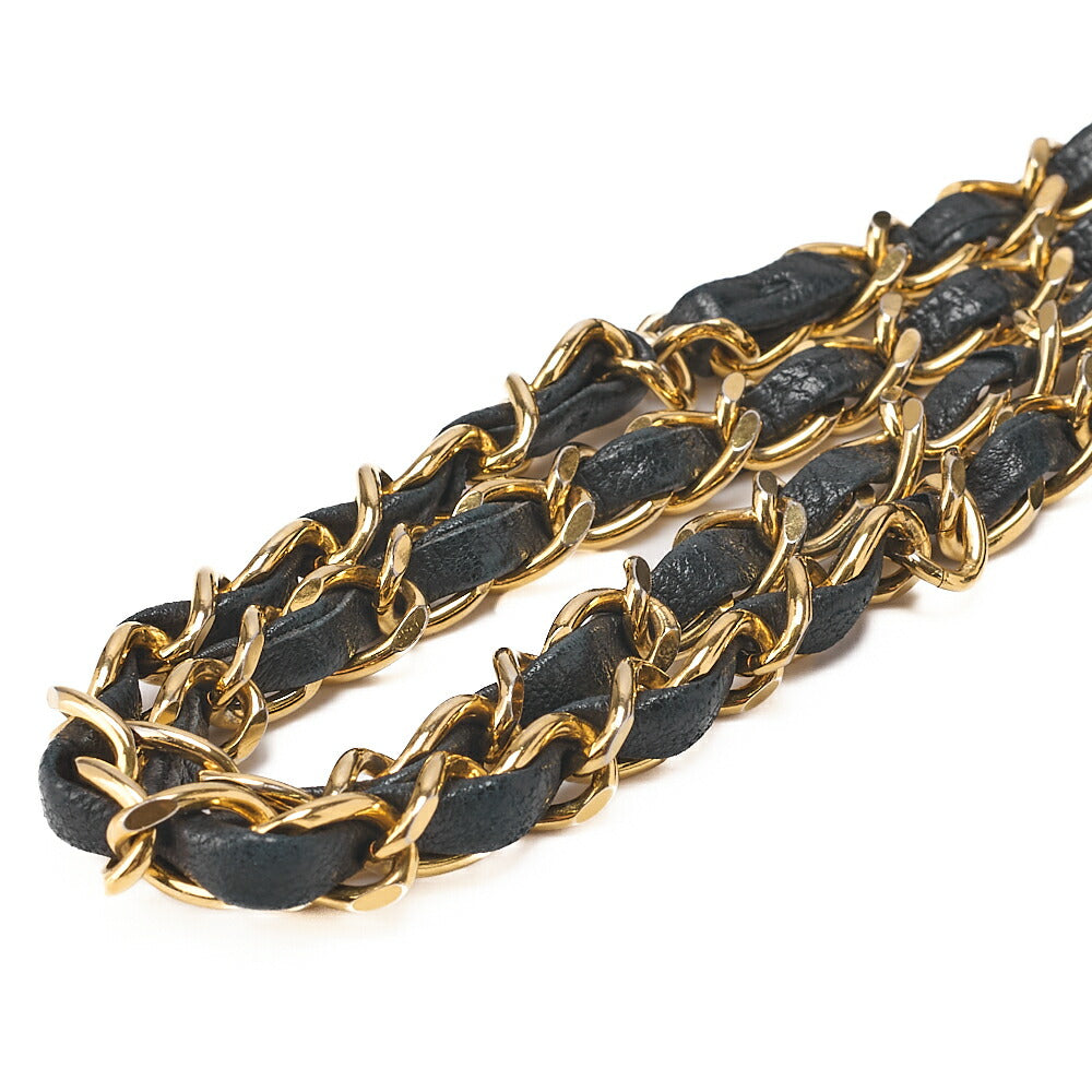 CHANEL Lambskin Matelasse Double Flap 25cm Chain Shoulder Black Gold-Tone Hardware, Pre-Owned